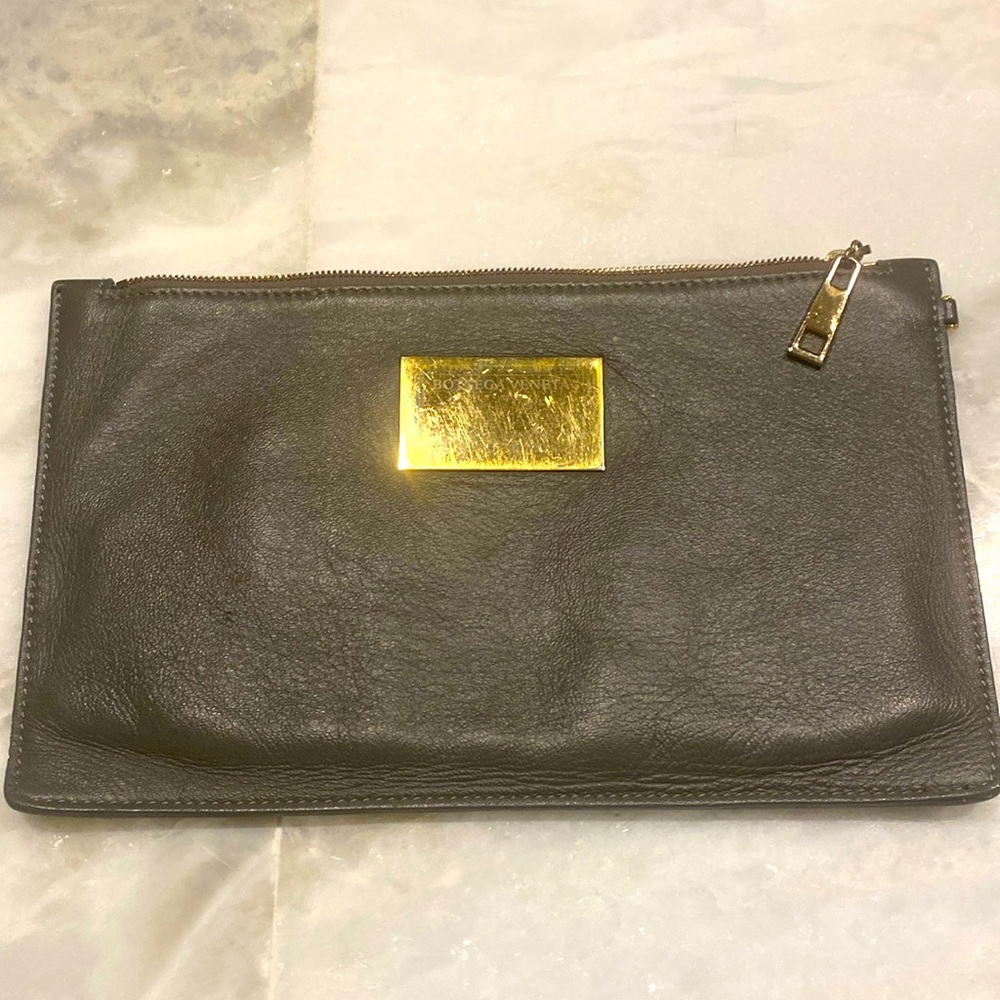 Bottega Veneta Black Clutch with Gold Accent